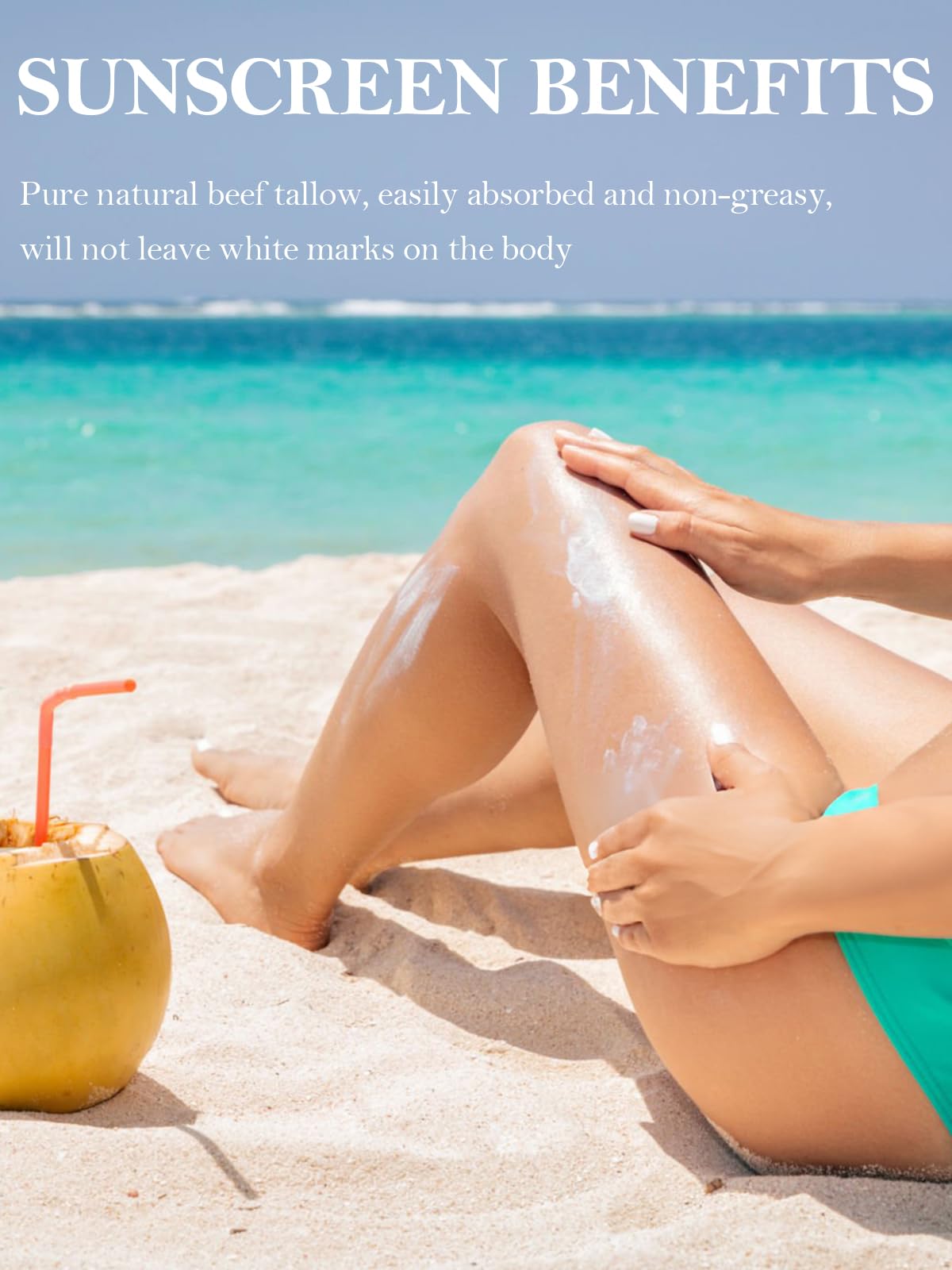 Beef Tallow Sunscreen, Sunscreen for Face, Natural Reef Safe Sunblock for Face Body, Non Greasy Clean Travel Sun Screen Sunblock for Sunmmer Outdoor Travel, 3 Packs