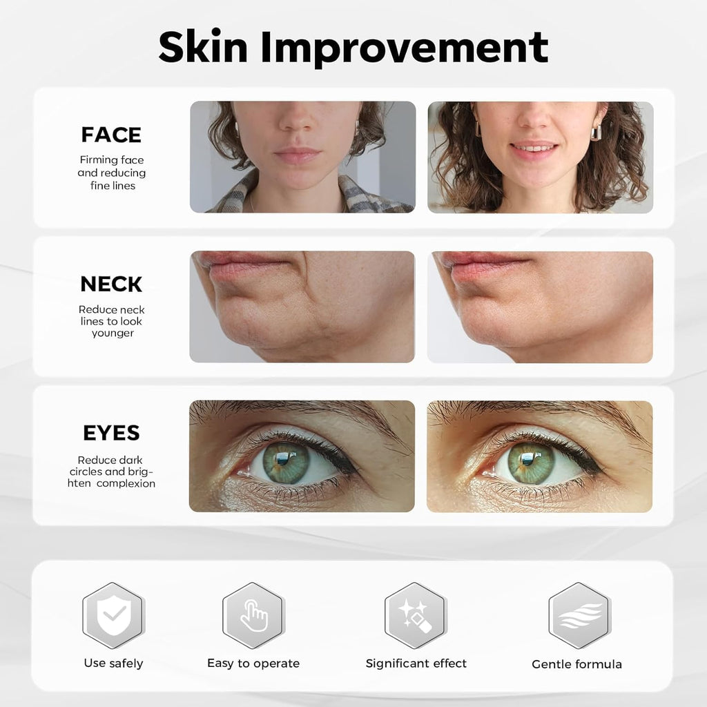 Micro Infusion System for Face & Neck-Micro Infusion Kit to Leave Skin Firmer & Smoother-0.25mm Facial Stamp with Collagen & Hyaluronic Acid Serum for At Home Glow and Anti-aging-1 Month Supply