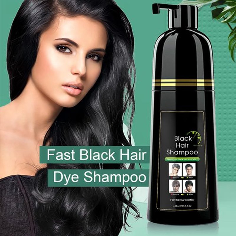 BELEZALIB Black Hair Dye Shampoo for Gray Hair, Semi-Permanent Hair Color Shampoo for Women and Men, Simple to Use and Lasts 30 Days-Fast Acting, Herbal Ingredients and Ammonia Free (14 Fl oz)