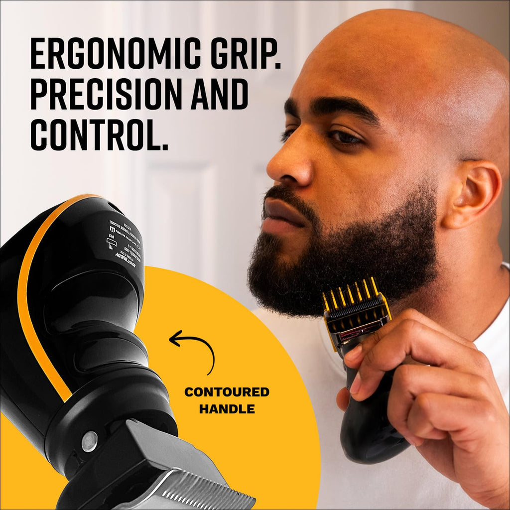 Buzz Buddy 360° Clipper, Swivel Head Grooming Tool, Ceramic Blade (0.5–2.0mm), Quiet 7000 RPM Motor, IPX7 Waterproof, Cordless Kit