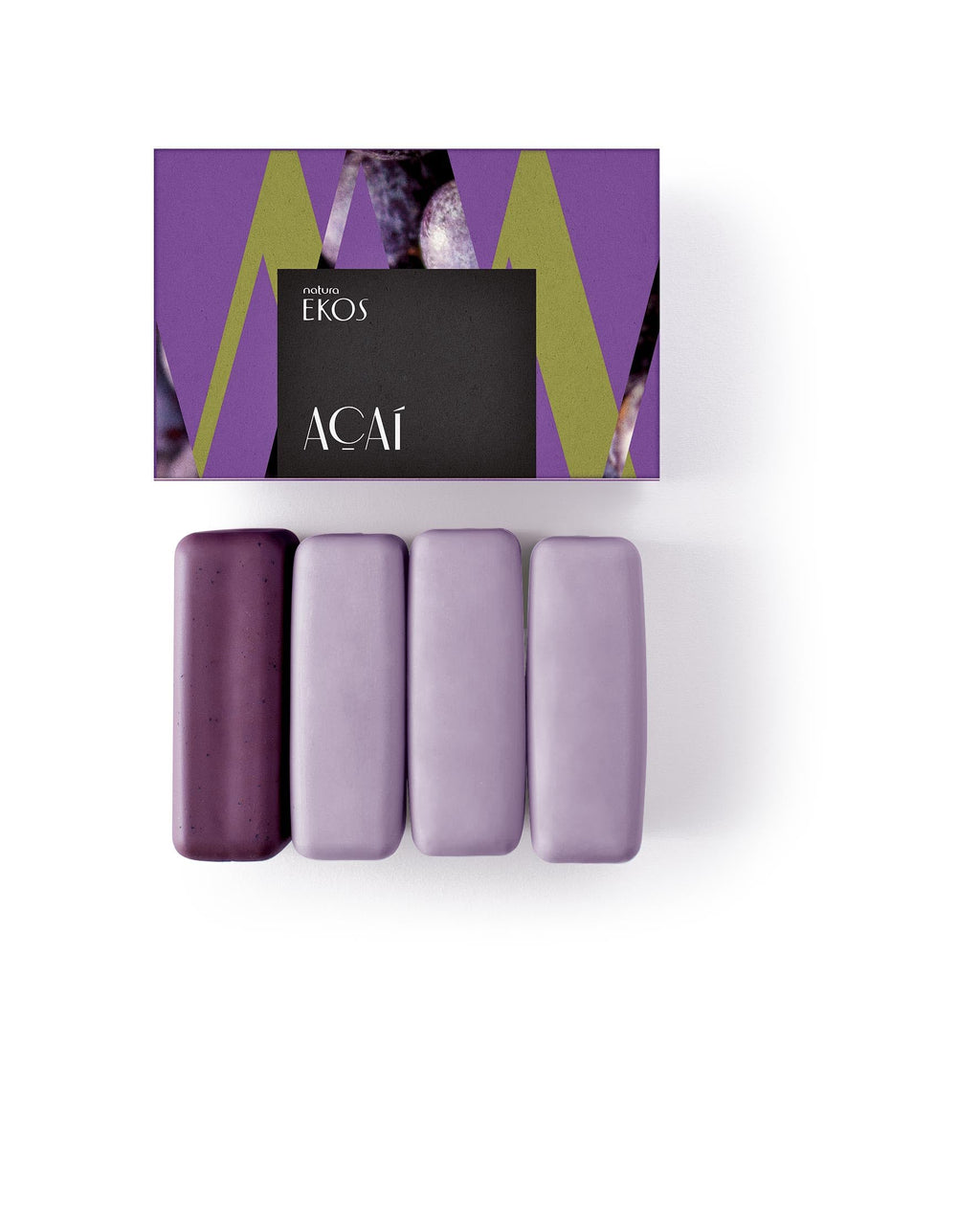 natura - Ekos Açaí Creamy & Exfoliating Bar Soap Set (4 Pack) - 1 Exfoliating Bar, 3 Creamy Bars - Pure Plant Based Oils - Vegan Skin Care - Brazilian Beauty Secrets - Self Care - 3.5oz (100g)