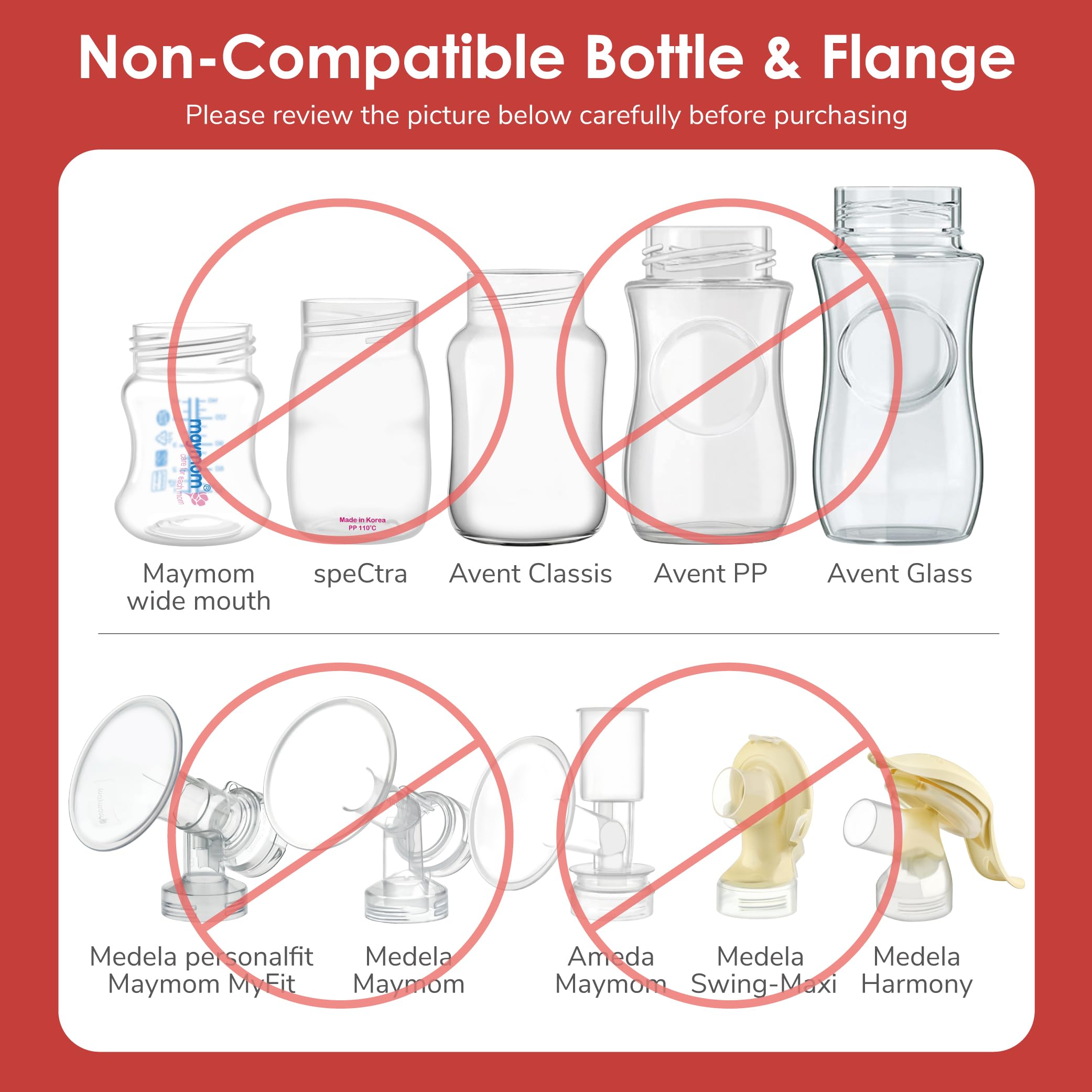 Maymom Baby Bottle Thread Changer or Converter; Compatible with Spectra S1 S2 Pumps Wide Mouth Flanges to use Medela, Ameda, Lifefactory, Dr. Brown Narrow Neck Bottles