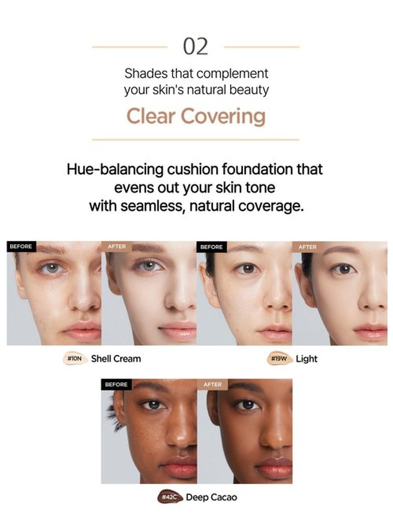 JUNG SAEM MOOL Essential Skin Nuder Cushion Refill | Natural Finish, Buildable Coverage Cushion Foundation by Korean Makeup Artist (Refill Only, 0.49 Fl Oz, SPF 50), 19 N Light