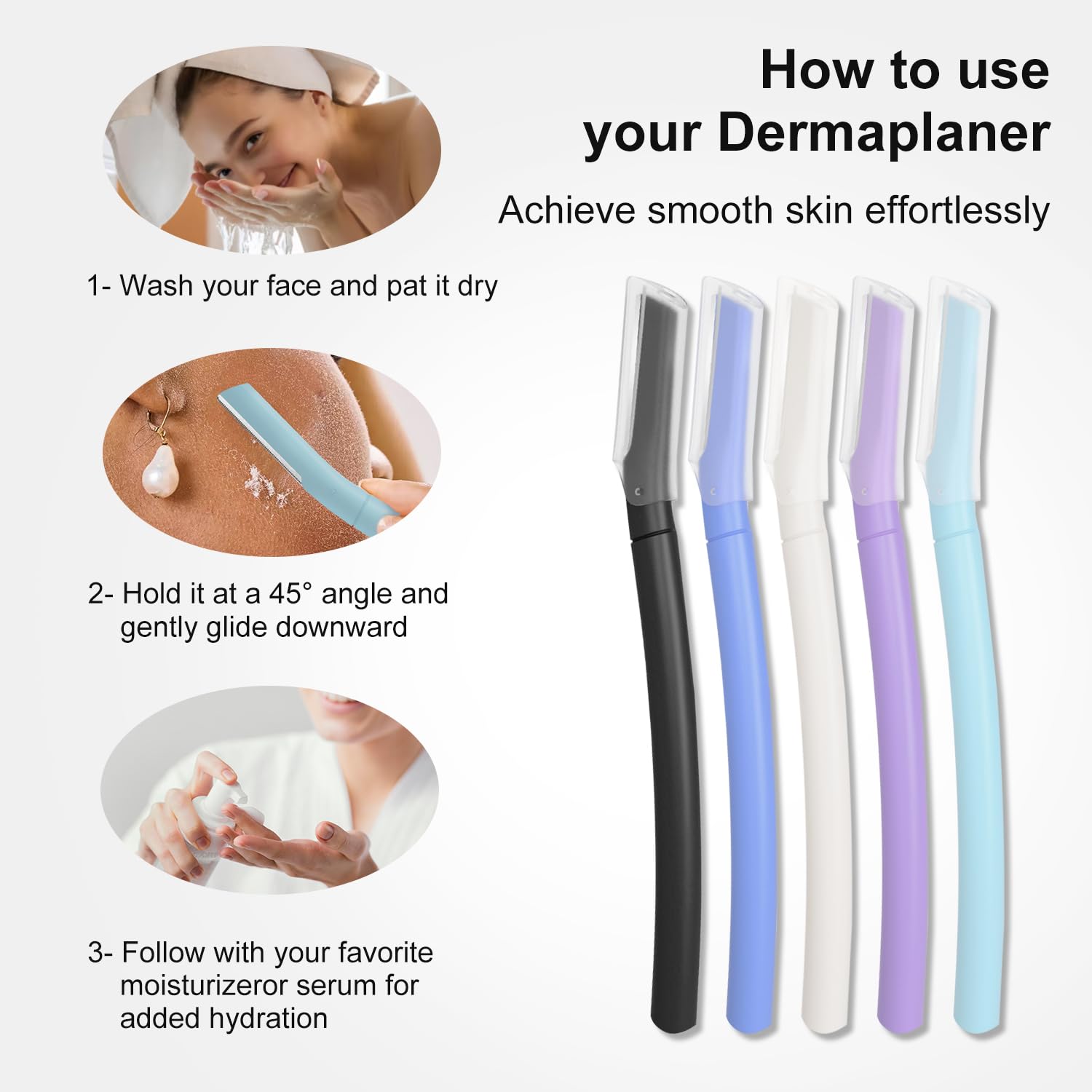 Dermaplane Razor, Eyebrow and Face Razors for Women, 10ct, Sky Blue
