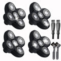 4 Pack Head Shaver Replacement Blades, 5 Blades Shaver Replacement Heads for Bald Men Universal Head and Face Electric Razor Kit with 4 Cleaning Brush