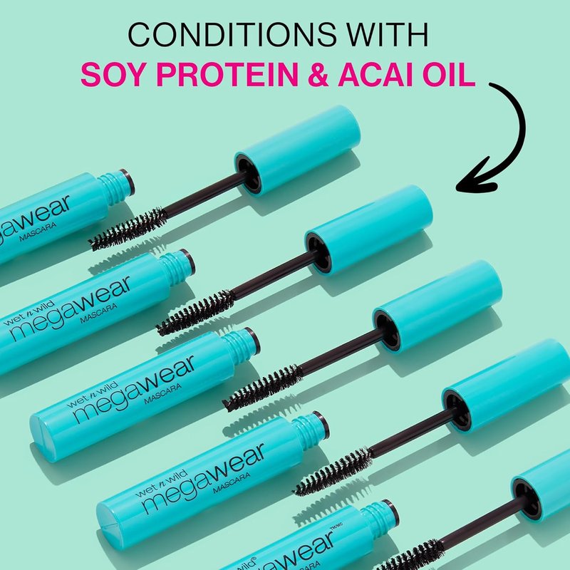 Wet n Wild Megawear Mascara - Volumizing Gel Formula for Full, Healthy Lashes | Cruelty-Free & Vegan - Black