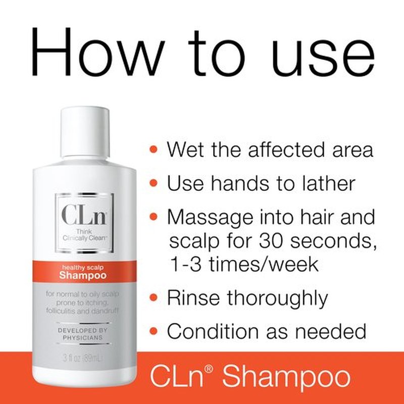 CLn Shampoo with Salicylic Acid – 3 fl oz, Clarifying Anti Dandruff Shampoo for Oily Hair, Itchy or Flaky Scalp Prone to Dandruff, Folliculitis & Seborrheic Dermatitis, Hypoallergenic Formula