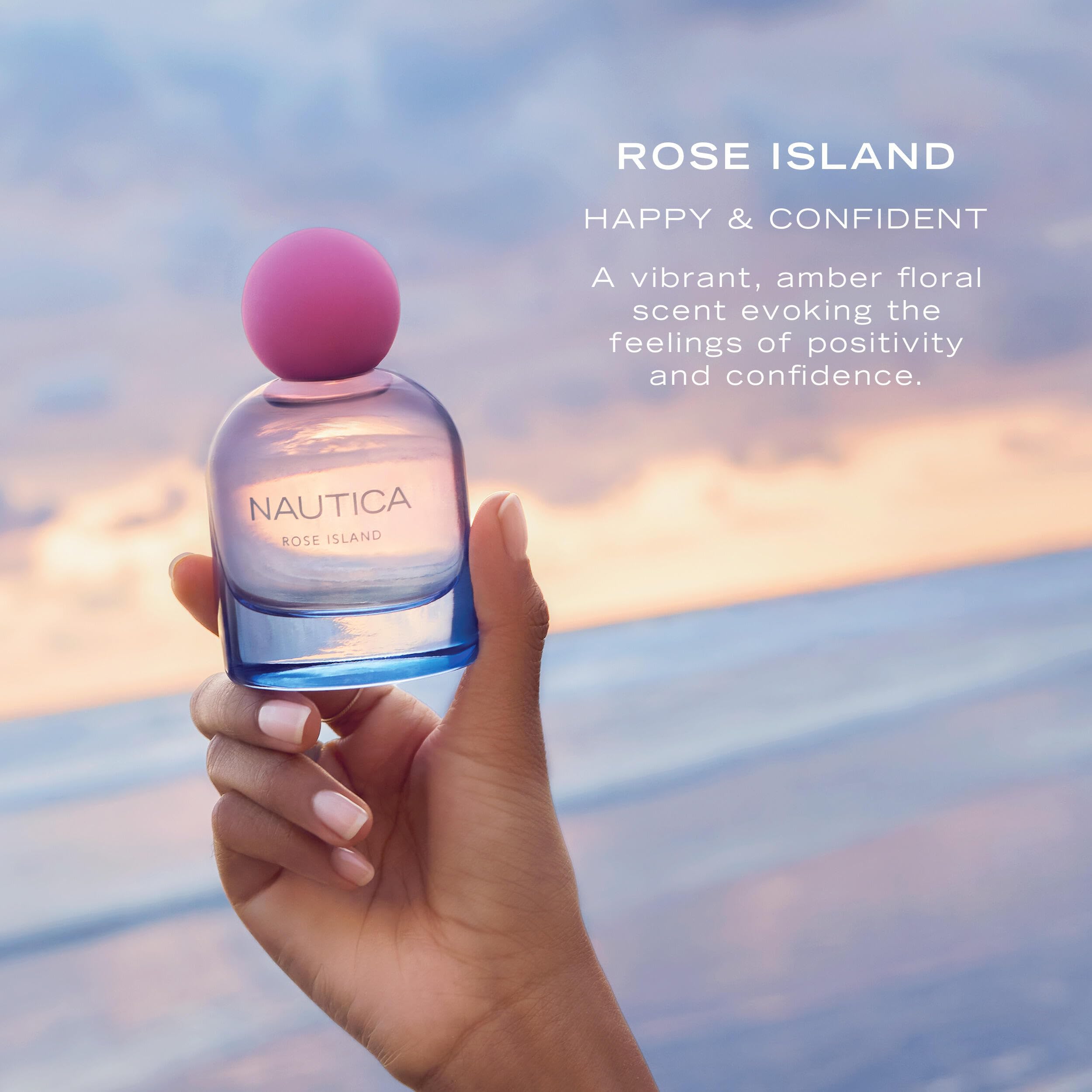 Nautica for Her Rose Island Eau De Parfum, 1.6 Fl Oz (Pack of 1), Notes of Lemon, Rose, and Musk, Women's Fragrance, Long Lasting, Mood-Boosting Fragrance, Vegan Formula