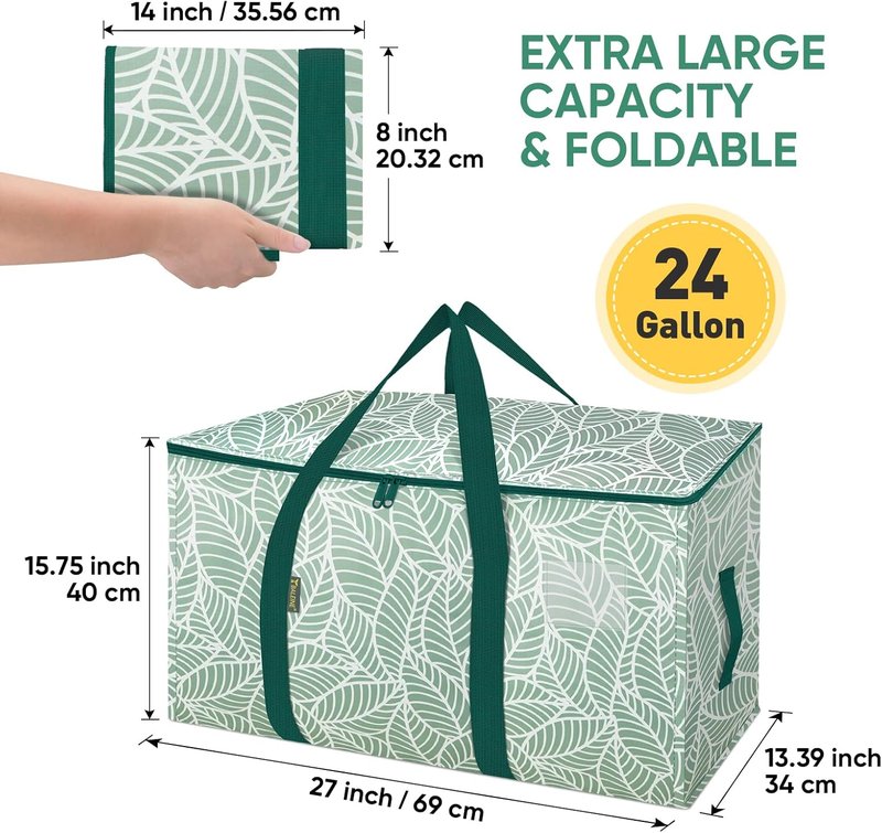 BALEINE Heavy-Duty Oversized Moving Bags - 2-Pack Storage Totes with Reinforced Handles (Antique Foliage)