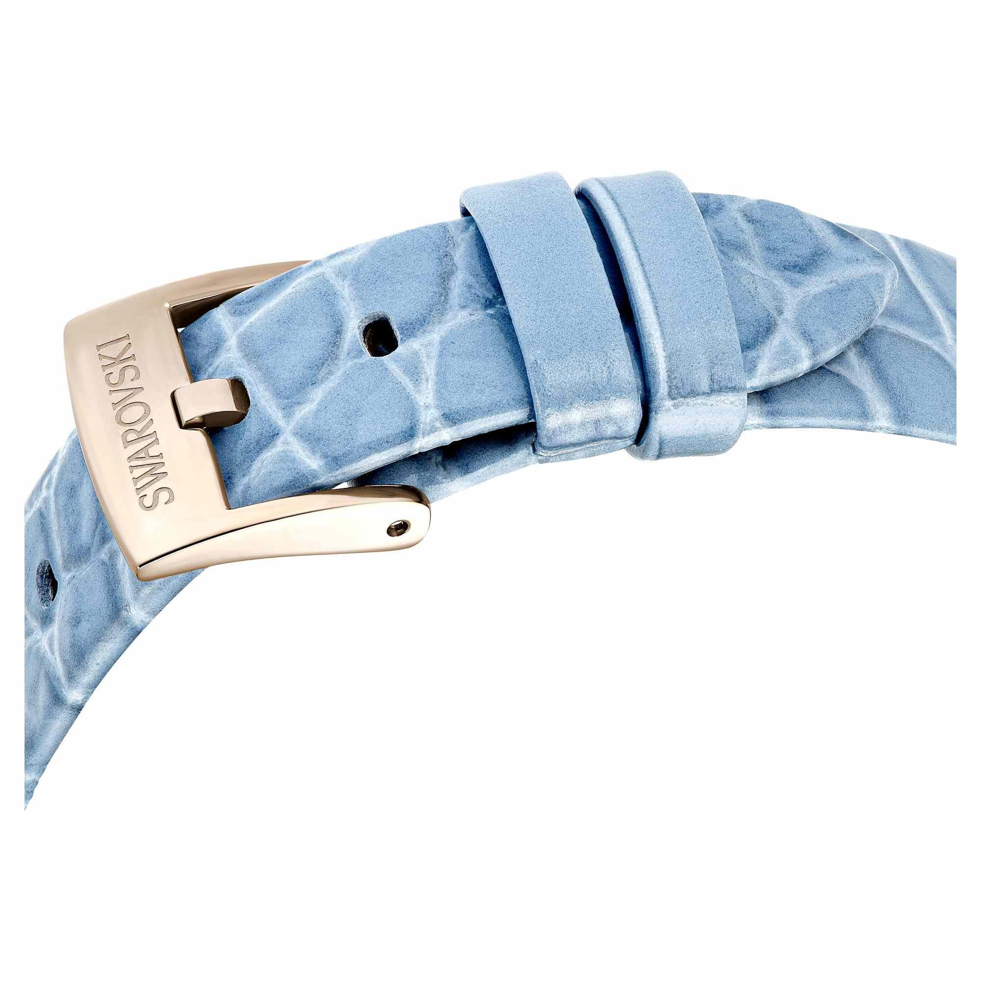 Swarovski Imber Watch, Swiss Made, Leather Strap, Blue, Champagne Gold-Tone Finish
