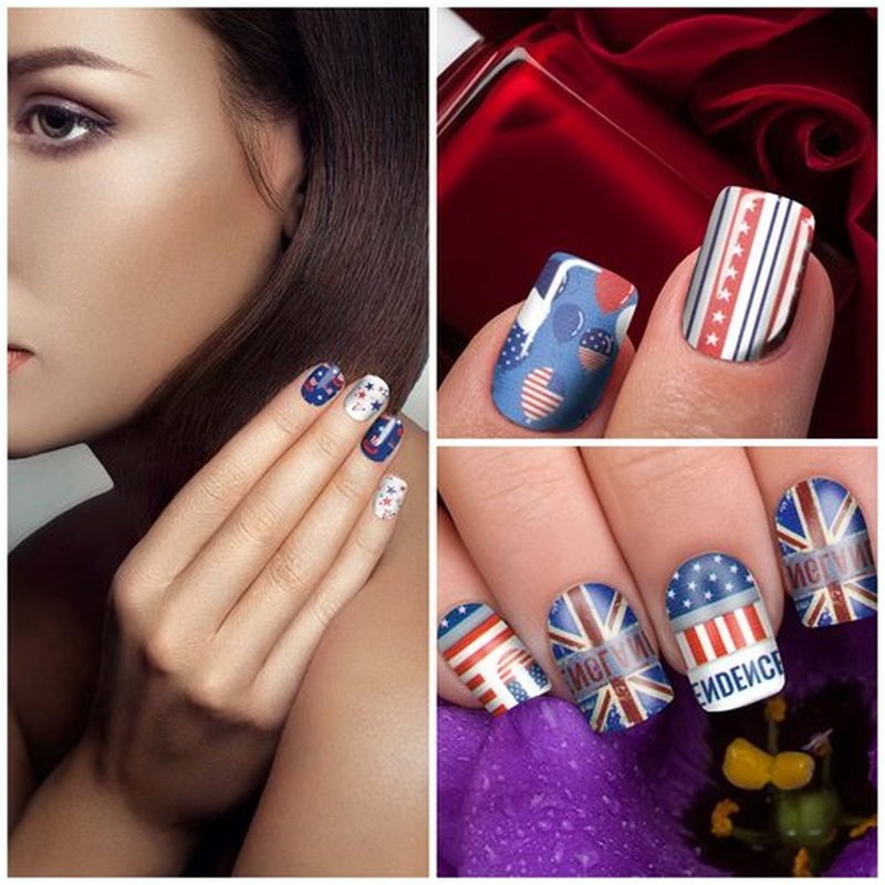 SILPECWEE Independence Day Nail Wraps 4th of July Nail Polish Strips Self Adhesive Gel Nail Strips American Flag Sticker Nails for Women Nail Art Accessories with 1pc Nail File (16 Sheets)