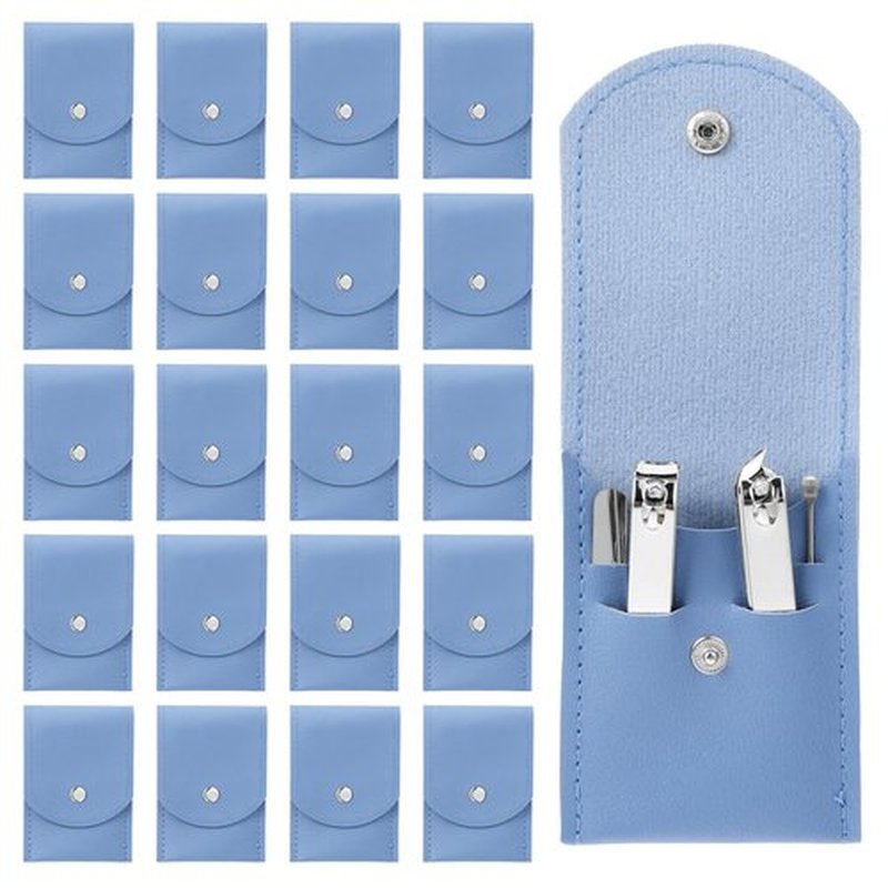 PercyEffie 20Sets Manicure Set bulk nail clipper kit Stainless Steel fingernail clipper sets 4in1 manicure kits bulk for gift sets beauty Pedicure Kit Pedicure Tools with Travel Case Men Women