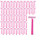 Hanaive Women's Disposable Razors Bulk Twin Blade Disposable Stainless Steel Hospitality Quality Shaver Multipurpose Portable Shave Razor Manual for Bathing Hotel Travel(Pink,100 Pcs)