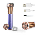 Facial Hair Removal for Women, Rechargeable Painless Electric Face Hair Remover, 20mm Dual Ring Floating Head Blade, Face Shaver Razor & Trimmer for Upper Lip, Chin, 18K Gold-Plated / 360°LED Light