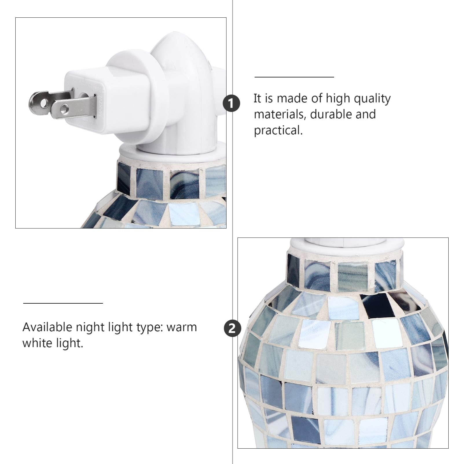 Uonlytech Plug- in Fragrance Wax Melt Warmers Glass Mosaic Oil Warmer Home Fragrance Diffuser Night Lamp Blue