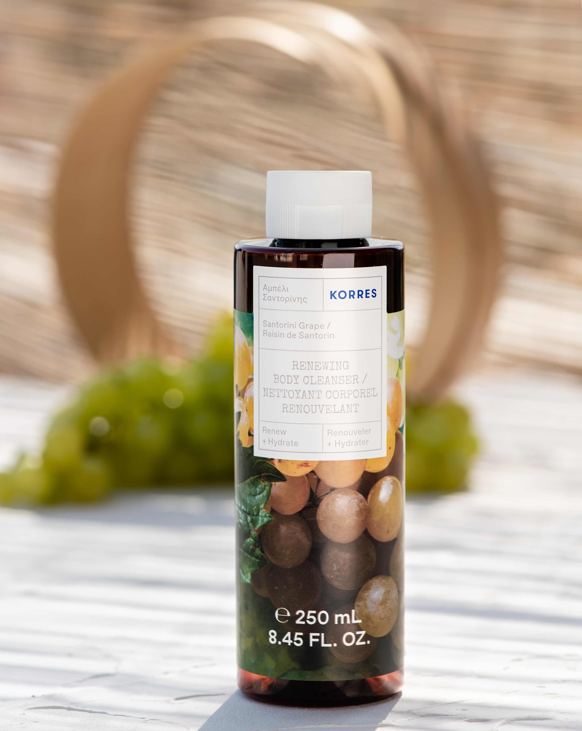 KORRES Renewing Body Cleanser, Santorini Grape, Foaming Shower Gel for Women & Men with Hydrating Greek Botanicals, Body Wash for Smooth Skin, Vegetarian & Cruelty Free, Made in Greece, 8.45 Fl Oz