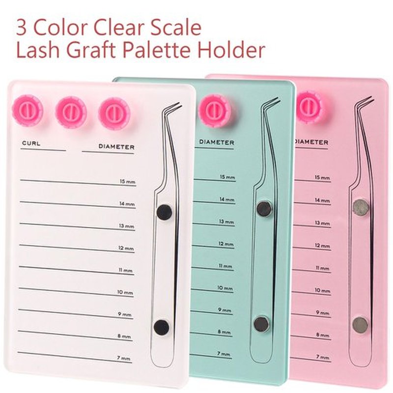 Mekupeu Acrylic Eyelash Extension Pallet Kits, Grafting False Eyelash Organizer Extension Pad Lash Tray,Magnetic Tweezer Holder - Durable Eyelash Extension Storage Organizer (White Sets)