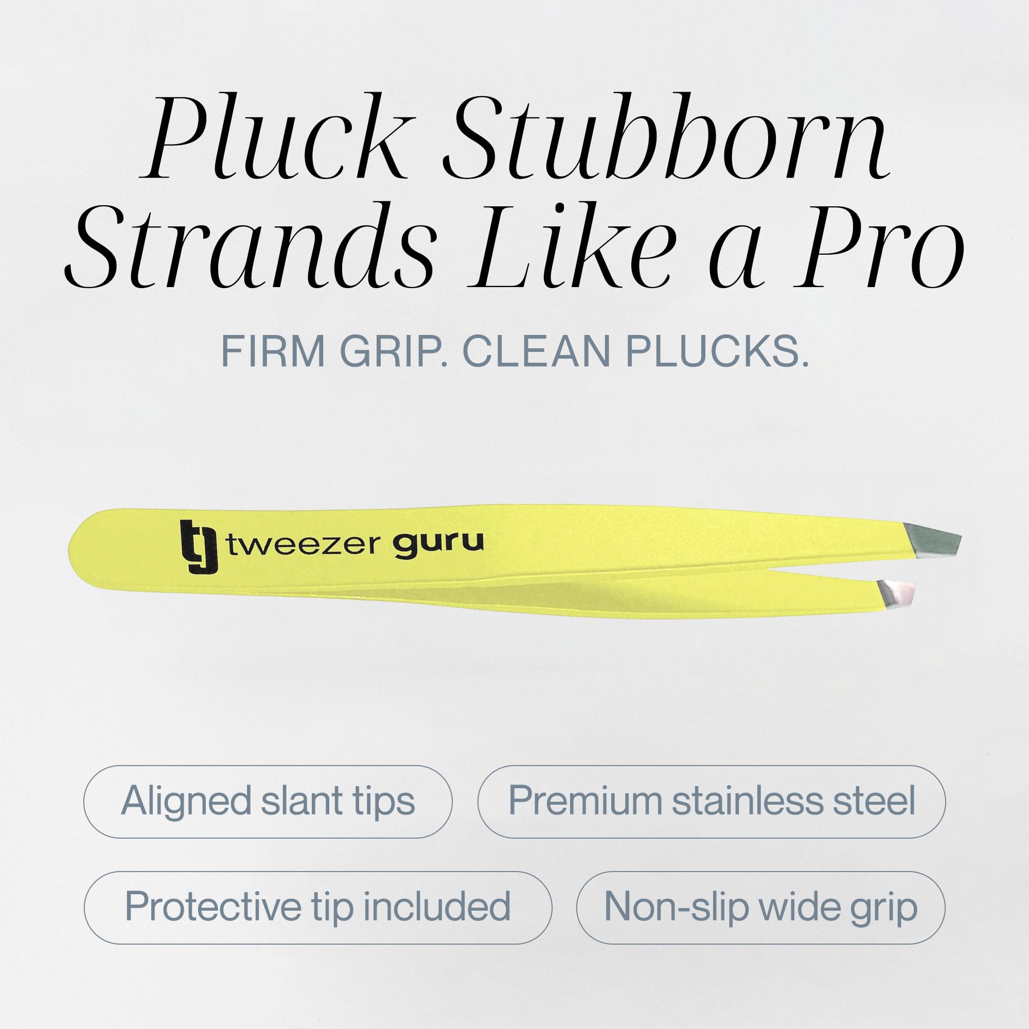 Tweezer Guru Tweezers for Women Facial Hair & Men – Precision Slant-Pointed Eyebrow Tweezer for Ingrown Hair, Blackhead & Splinter Removal (Yellow)