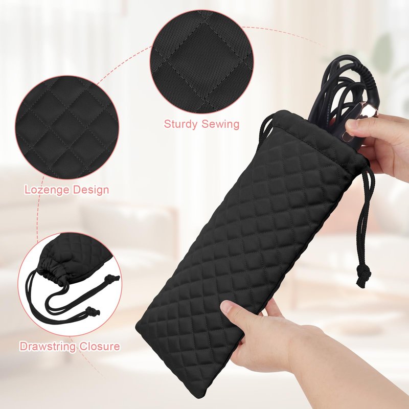 Youlyveaw Professional Hot Hair Tools Organizer Cover Bag Heat Resistant Travel Drawstring Storage Case Pouch for Curling Irons, Flat Irons, Hair Straighteners and Styling Tools(14.2" x 5.9")