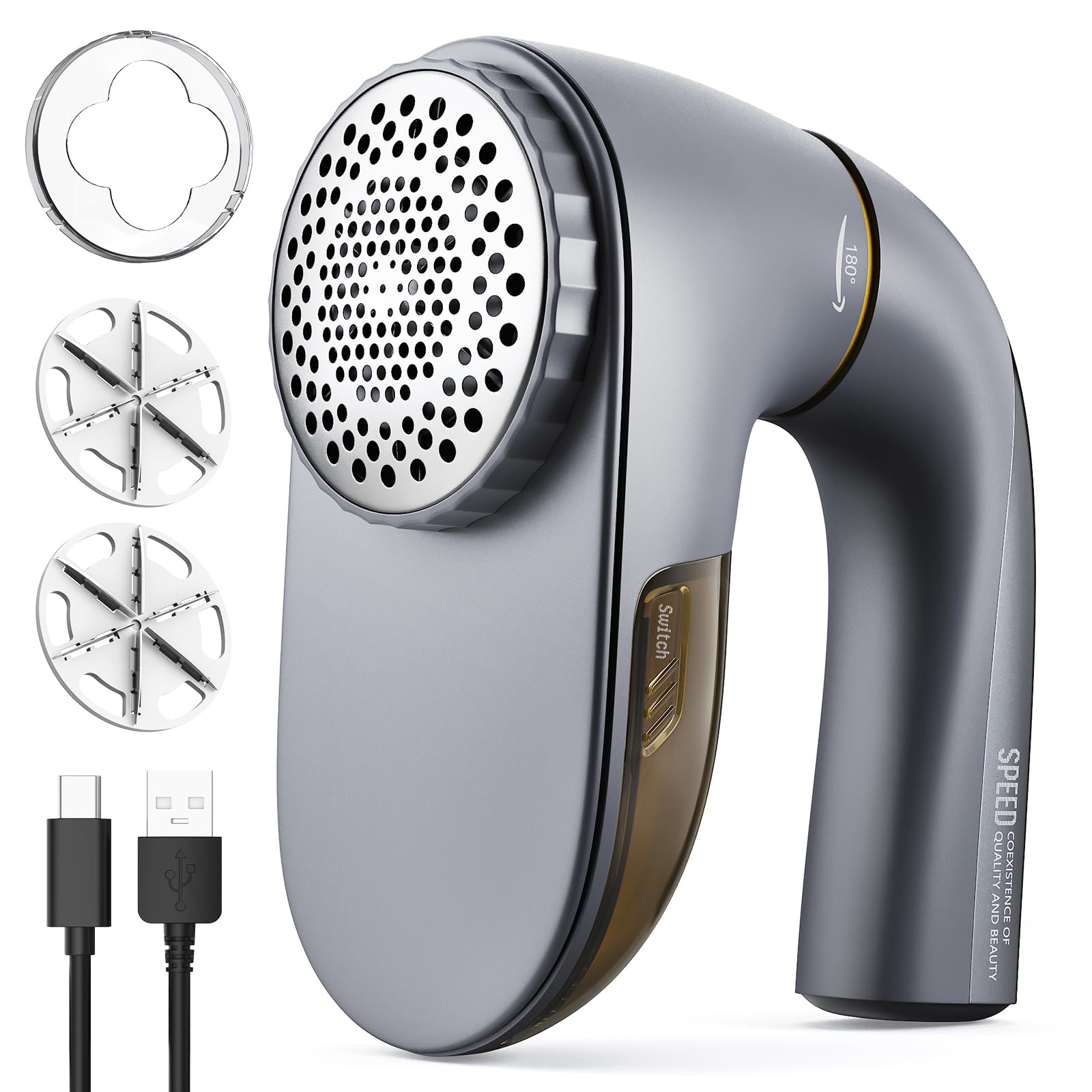 POPCHOSE Fabric Lint Shaver, 6-Leaf Blades & 2 Speed, 2000mAh Rechargeable