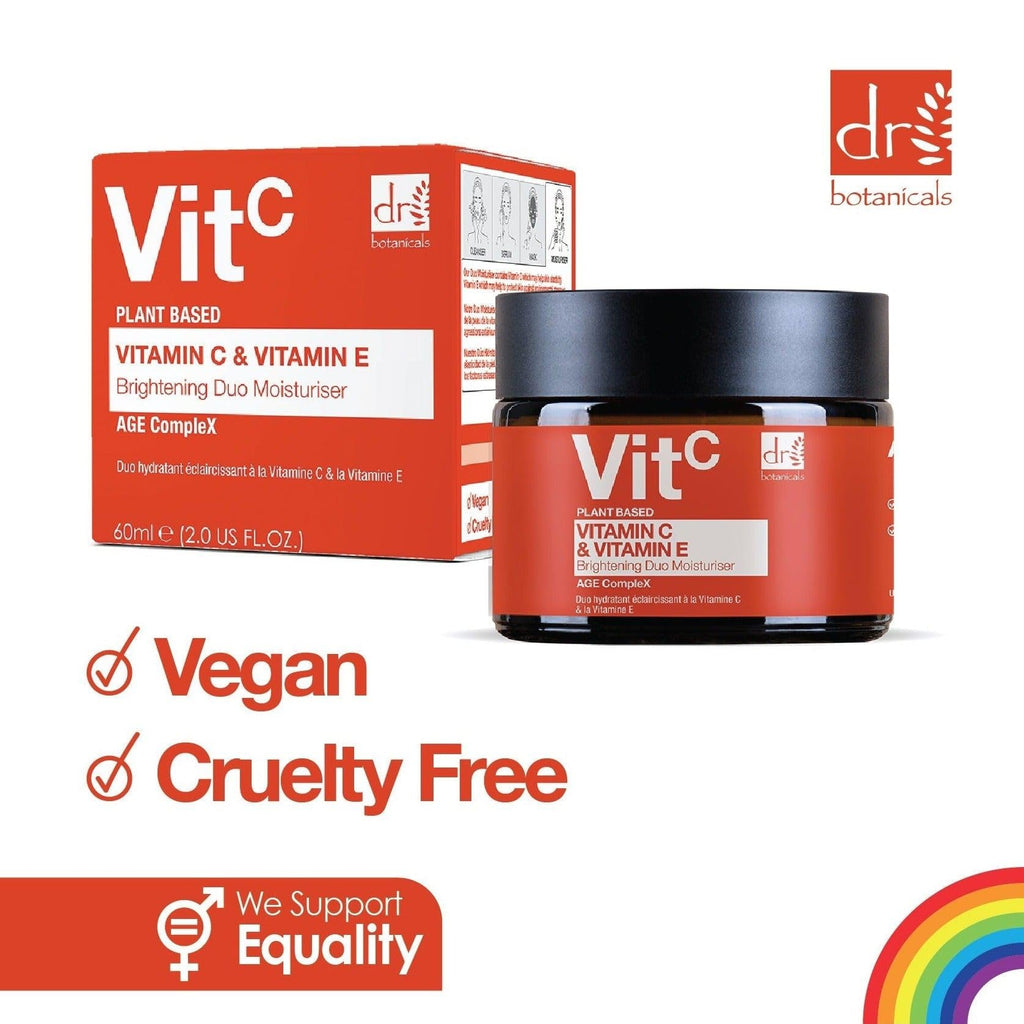 Dr Botanicals Vitamin C & E Brightening Duo Moisturizer - | Reveal Your Radiant Glow with our Anti-Aging Formula - Vitamin C for Brightening, Vitamin E for Protection - For Day and Night - 2.0 Fl oz
