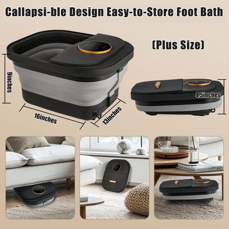 FOFOJÔY Foot Spa Bath Massager with Heat, Bubble, Temperature Control, Remote Control, Touchscreen, Pumice Stone, Pedicure Foot Spa Gift for Man Women Mother Father (Plus Size)