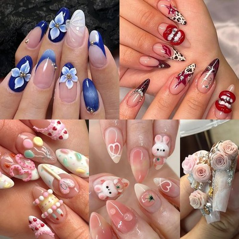 Fcozpjk 3D Sculpture Gel, 12 Colors Non-sticky Hand Builder Nail Gel Kit with Silicone Carving Pen Hard Gels for Nails Flowers Modeling Nail Clay Glue Painting Drawing Manicure Salon Supplies