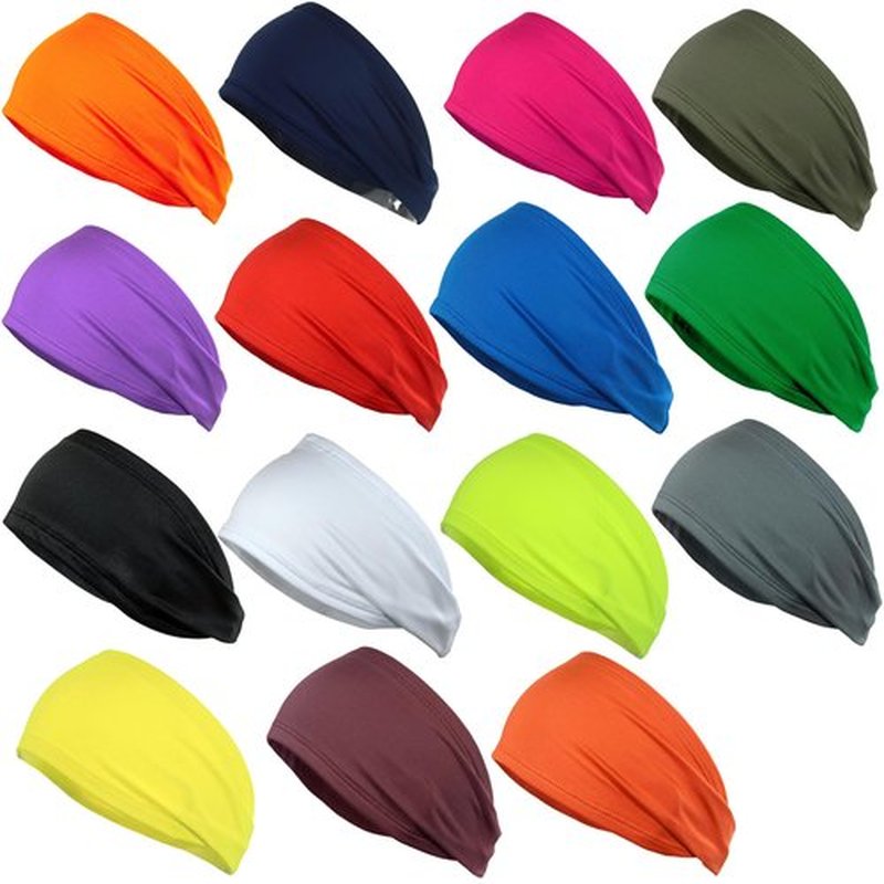 Kenz Laurenz Performance Headband Moisture Wicking Athletic Sports Head Band Wide Head Band Sweatband - Workout, Soccer, Softball, Basketball (Yellow)