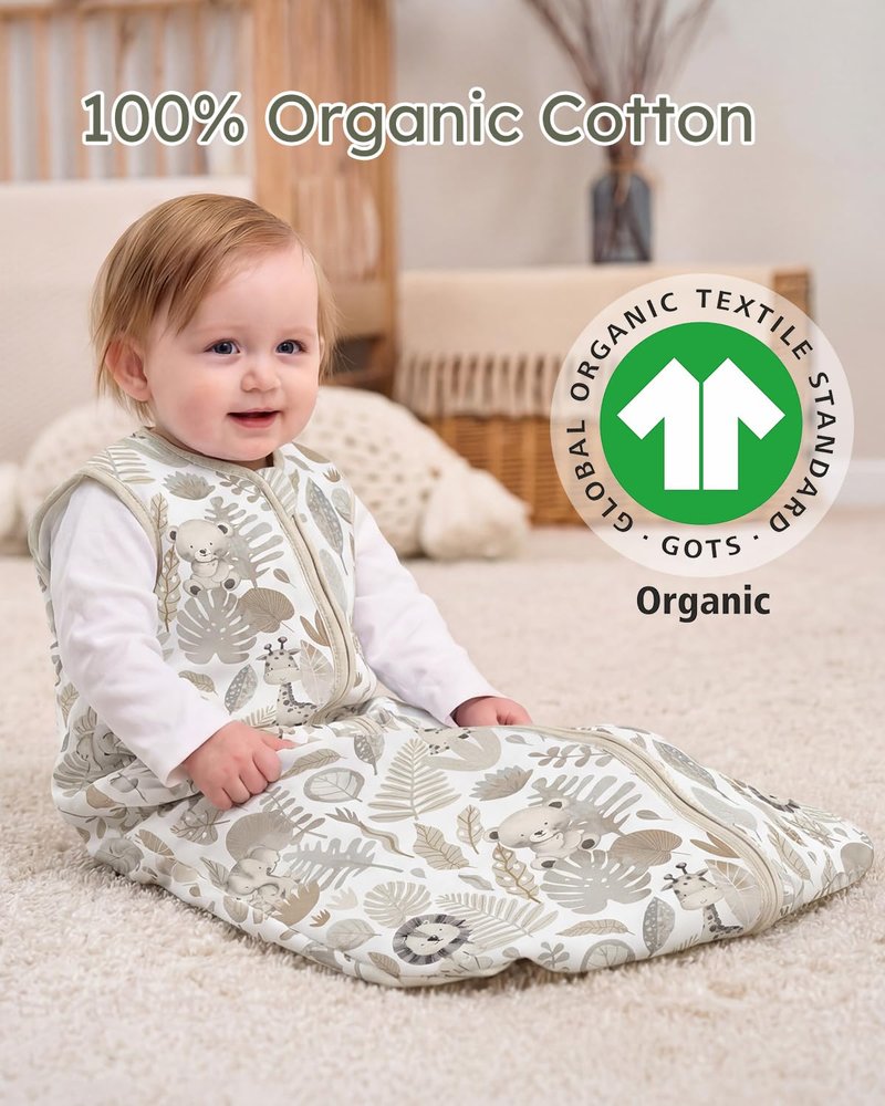 Yoofoss Baby Sleep Sack | 1.5 Tog Wearable Blanket for Infants 0-6 Months | 100% Organic Cotton, Soft & Warm