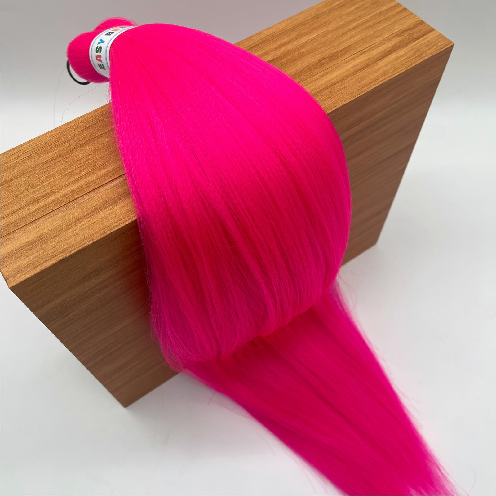 UPruyo Hot Pink Braiding Hair Pre Stretched Colored Hair Extensions Prestretched Braiding Hair Neon Pink Knotless Yaki Texture Synthetic Hair for Micro Box Braids (26 Inch Folded 3 Packs)