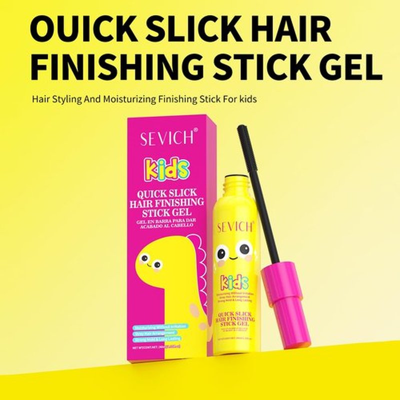 SEVICH Kids Quick Slick Hair Finishing Stick Gel - 40ml Stray Hair Tamer with Dinosaur Design, Gentle Brush-On Formula for Baby Hairs & Flyaways