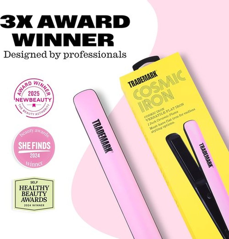 Trademark Beauty Cosmic Iron - Pink Straightener Styling Tool for Perfect Hair