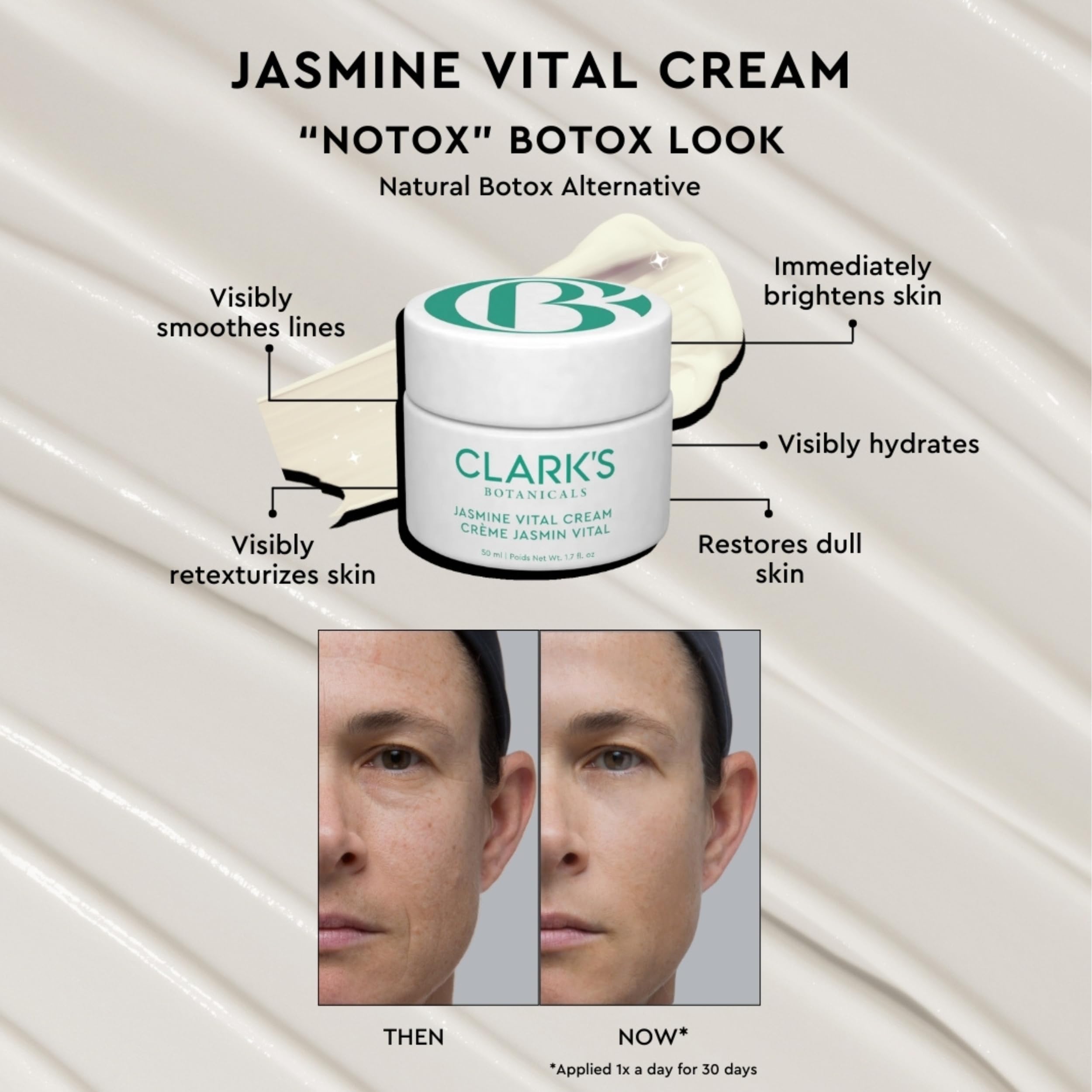 Clark's Botanicals Jasmine Vital Cream | Physician-Formulated Moisturizer | Sensitive Redness-Prone Skin | Jasmine Catalyst Complex | Niacinamide | Arnica | Hyaluronic Acid | Squalane | 1.7oz