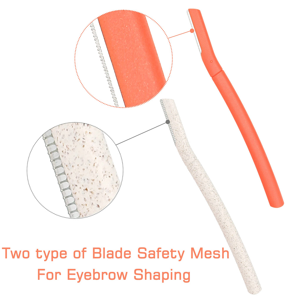 ChaosssCo Facial Fuzz-Free Razor, Eyebrow Trimmer Professional Exfoliating Dermaplaning Tool, Peach Fuzz Shaver and Multipurpose Home Skin Care for Women (Pack of 4, 2 Orange and 2 Gray)