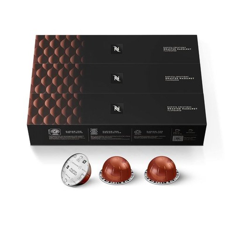 Nespresso Vertuo Roasted Hazelnut Coffee Capsules - Medium Roast, 30 Count Pods | Brews 7.8oz