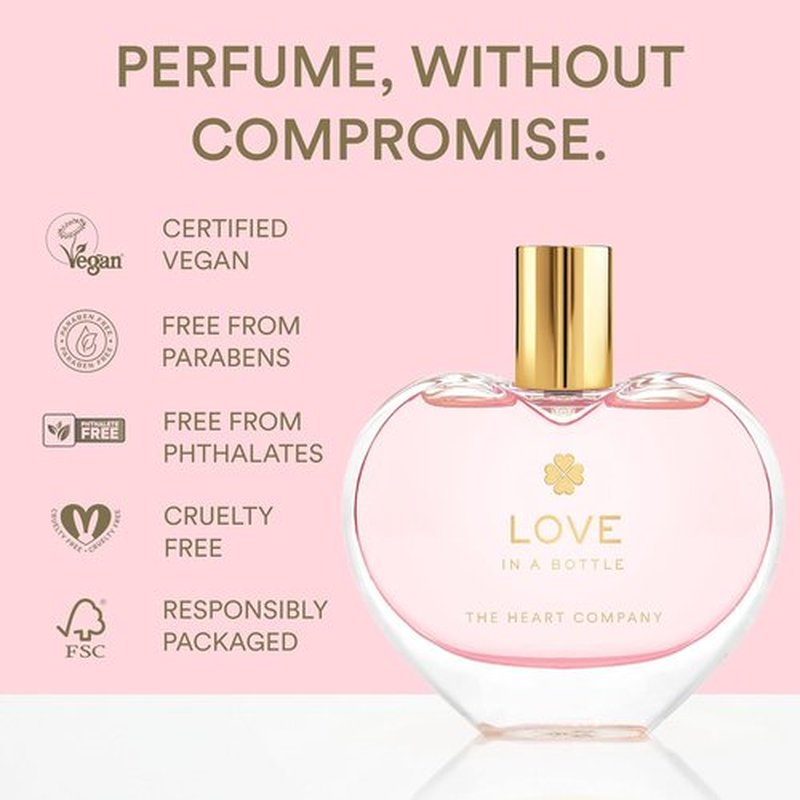 The Heart Company Love In A Bottle - Floral & Sweet Vegan Eau de Parfum for Women | Romantic Fragrance - 75ml