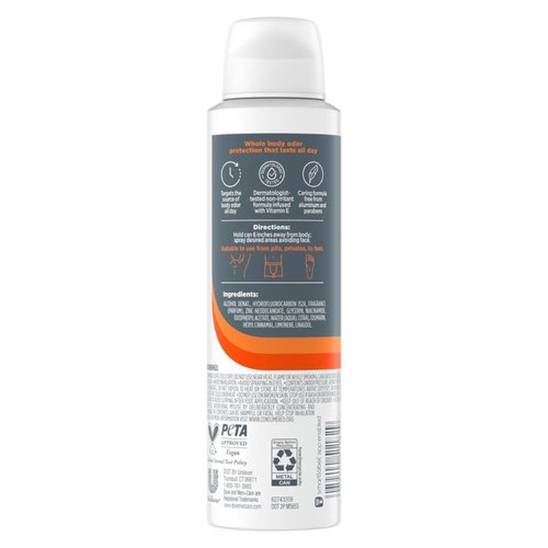 Dove Men+Care Aluminum-Free Deodorant Spray - Whole Body Protection with Shea Butter & Cedar | 4 oz