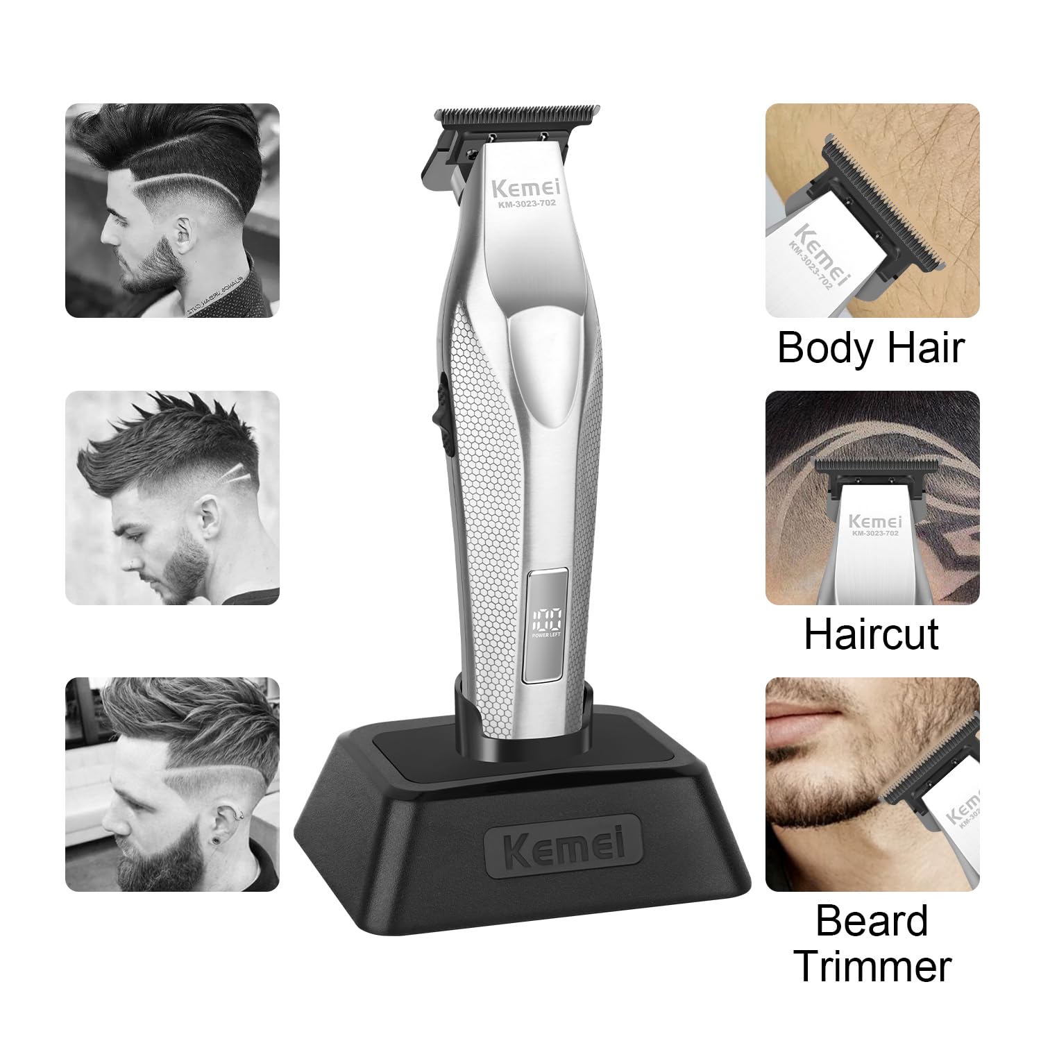 KEMEI Zero Gap Cordless Hair Trimmer Beard Clipper for Men KM-3023-702