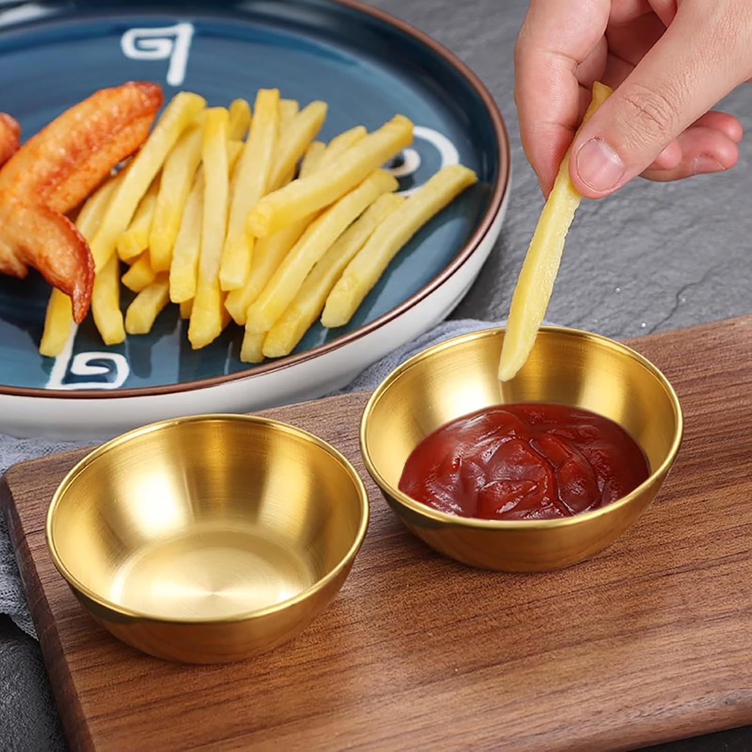 ZXBMS 12 Pack 3.2 Inch Gold Stainless Steel Dipping Bowls – Small Bowls for Dips, Soy Sauce, Condiments, Appetizers, Facial Bowl for Esthetician Use