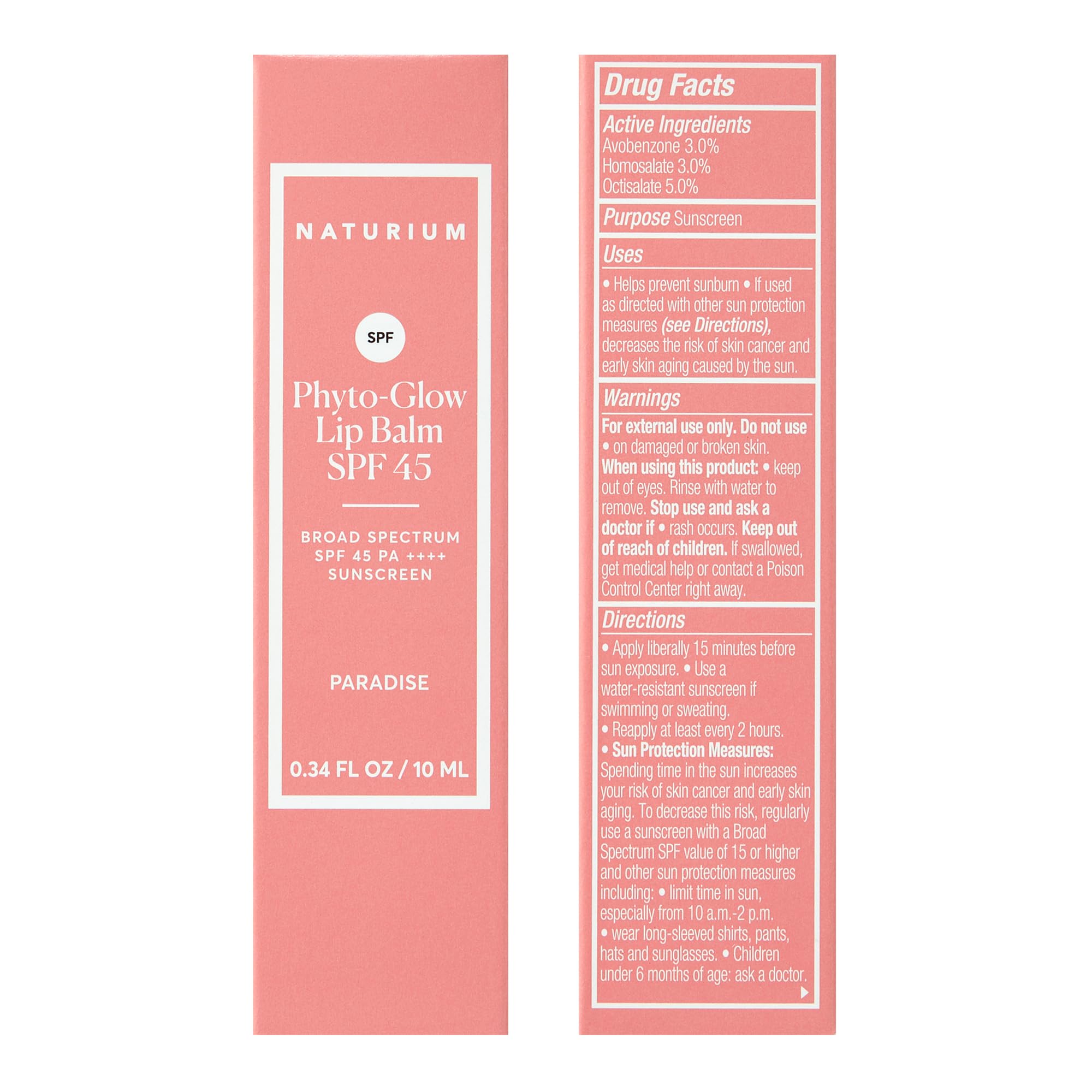 Naturium Phyto-Glow Lip Balm SPF 45 | Tinted Gloss with Broad Spectrum Sunscreen | 0.34 FL OZ / 10 mL, Paradise