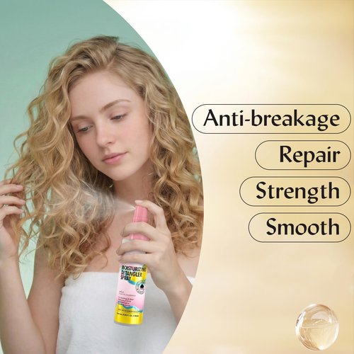 Luxfume Moisturizing Detangler Spray for Women, Curly Hair Detangler Spray with Rice Water, Keratin & Castor Oil - Curl Care Formula for Anti-Breakage, Repairs & Smooths, 6.08 oz