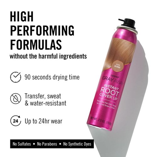Everpro Gray Away Instant Root Cover Up Spray - Dark Blonde, 2.5oz for Quick Touch-Ups