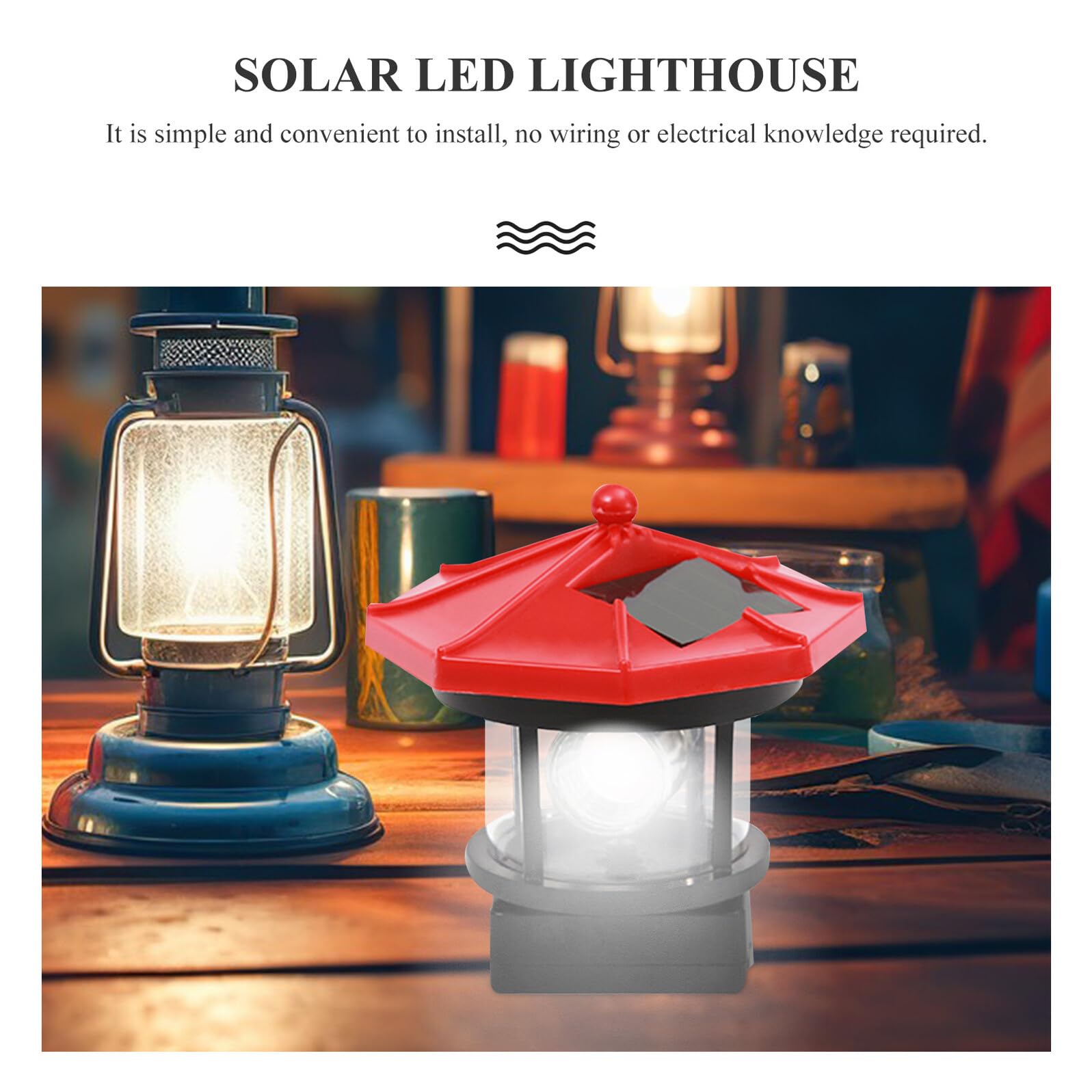 Uonlytech Solar LED Lighthouse Waterproof Landscape Lamp Garden Lamp for Outdoor Lawn Patio Pond Ornament Decoration Red