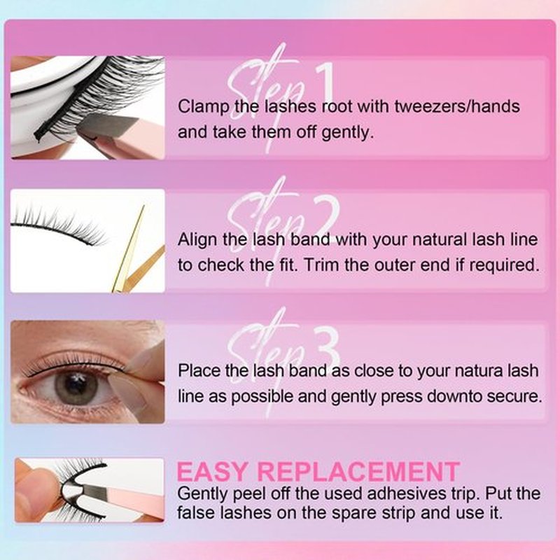 EMEDA Self Adhesive Lashes False Eyelashes Faux Mink Fibers Fake Eyelashes Lashes Strip Lashes EMD-US-ZNDM-6D49