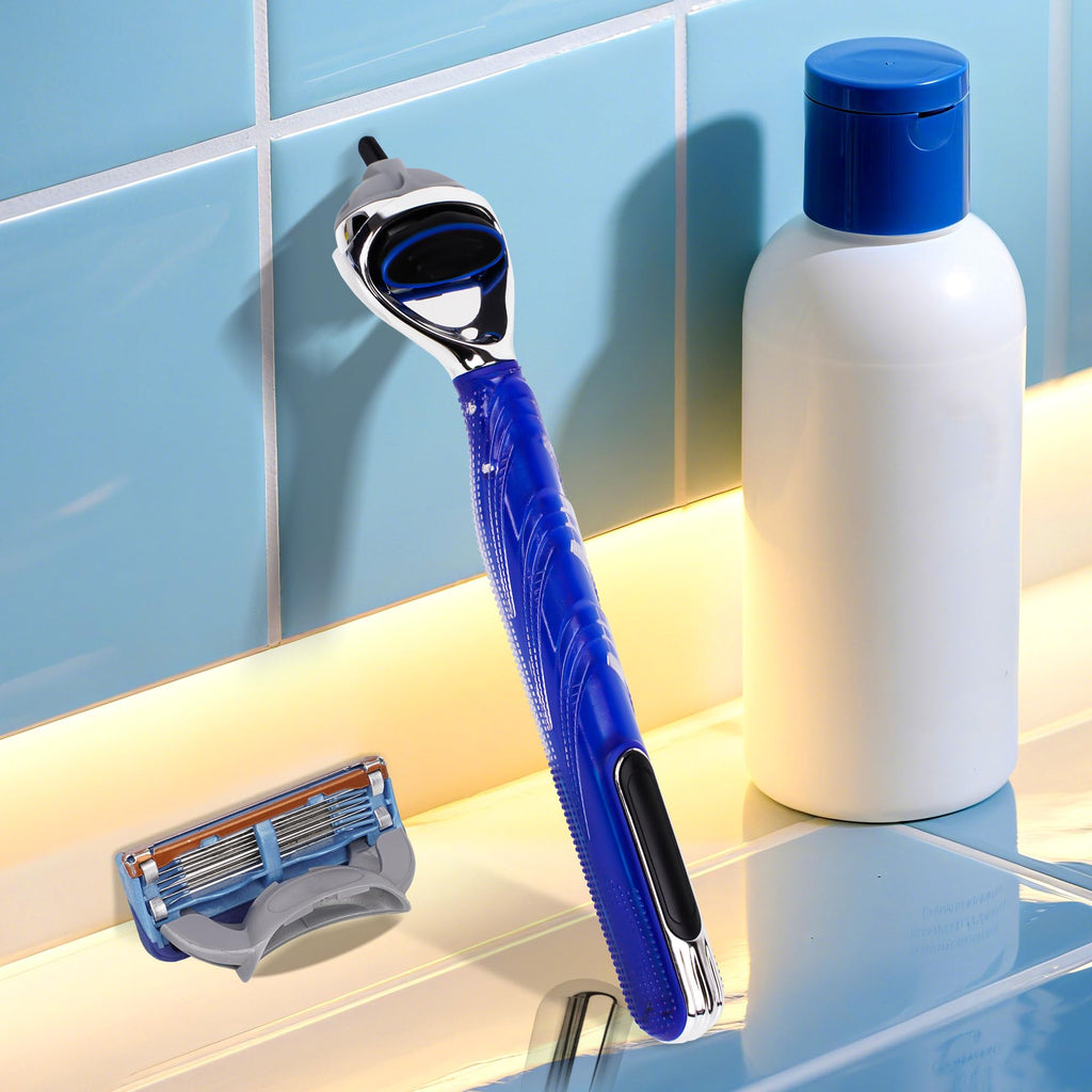 TOCCOOL Silicone Razor Handle Replacement, Men's Shaving Razor Handle, Compatible with Gillette Fusion 5 Proshield & Proglide Blade Refill (Blue)