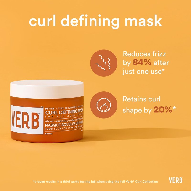 VERB Curl Defining Mask - Enhance Curl Definition & Retention - Moisturizing, Frizz Control | Vegan, Paraben-Free