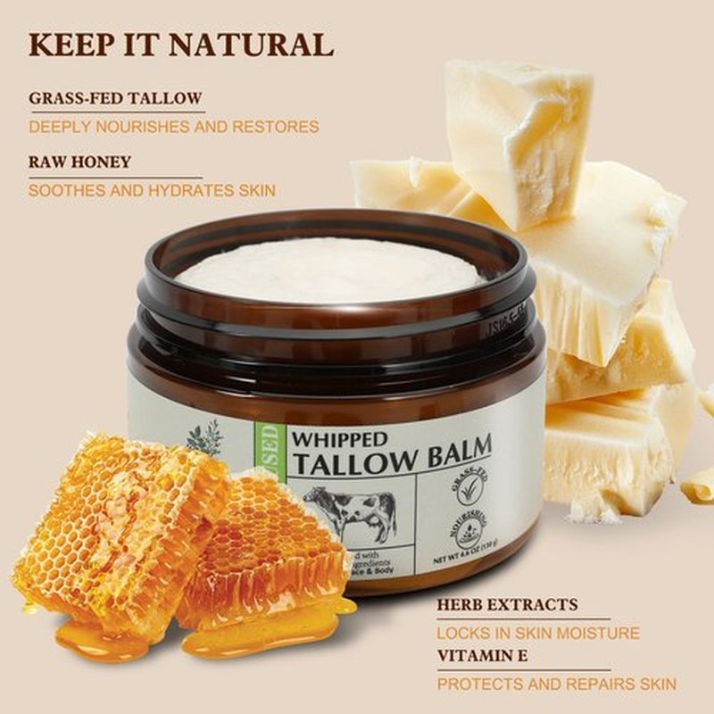 Bff Beauty Garden Beef Tallow for Skin, Stocking Stuffers adults, Thsnksgiving Gifts, Natural Face and Body Butter with Raw Honey, Christms Gifts, Herbal Extracts, Grass-Fed Beef Tallow