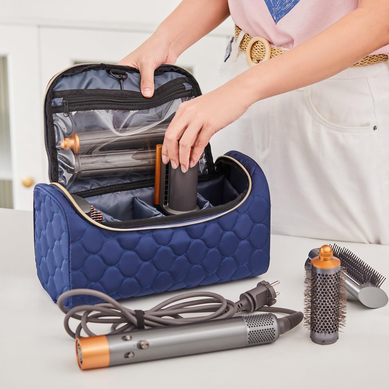 ZRSUN Travel Case for Dyson Airwrap Complete Styler, Portable Padded Storage Bag with Hanging Hook, Fits All Dyson Airwrap Models & Attachments, Blue