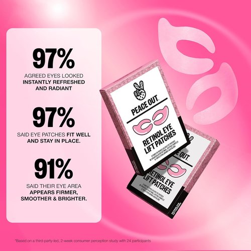 Peace Out Retinol Eye Lift Patches - 360° Biocellulose Mask with Retinol & Peptides | 5 Pairs for Youthful Skin