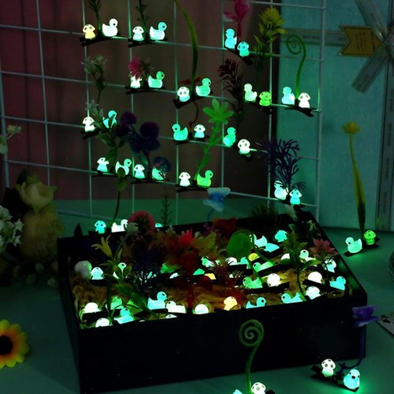 Tigeen 100 Pcs Duck Hair Clip with Bean Sprout Mushroom Glow Rave Trinkets Music Festival Gift Sprout Hairpins Holiday Spring Easter Funny Plant Flower Hair Accessories for Women (Mixed Plant)